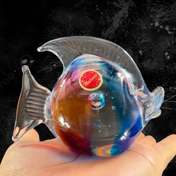 Venetian Murano Art Glass Fish Hand Blown Glass Hand Crafted Multicolor Italy - Picture 13 of 16